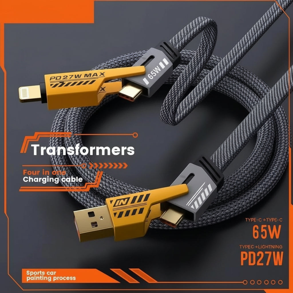 4 In 1 Multi USB PD Charging Cable (Type-C To C, C To Lightning, USB To C, USB To Lightning)